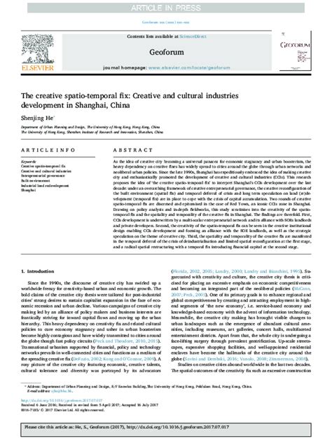 The creative spatio-temporal fix: Creative and cultural industries ... - wintechmobiles.com