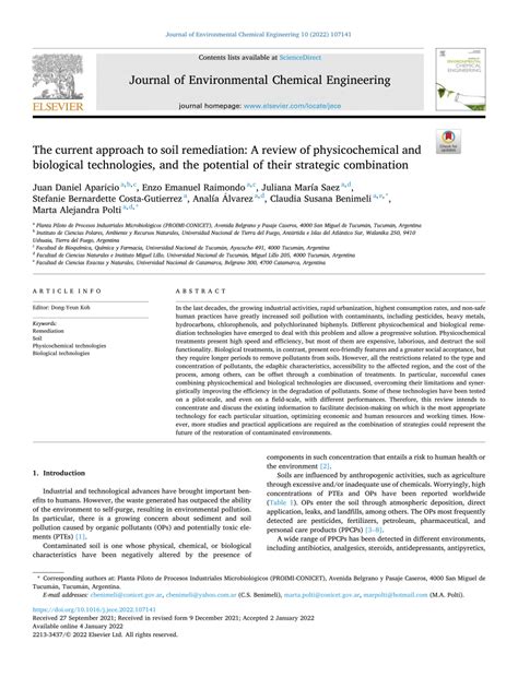 The current approach to soil remediation: A review of physicochemical ... - muktibox.com