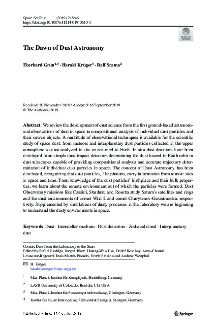 The Dawn of Dust Astronomy - Space Science Reviews - muktibox.com
