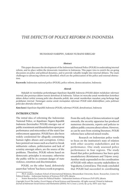 THE DEFECTS OF POLICE REFORM IN INDONESIA - wintechmobiles.com