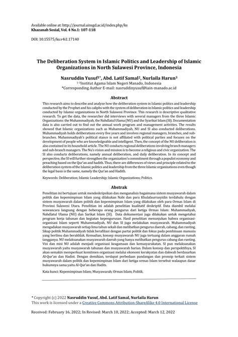 The Deliberation System in Islamic Politics and Leadership of Islamic ... - wintechmobiles.com