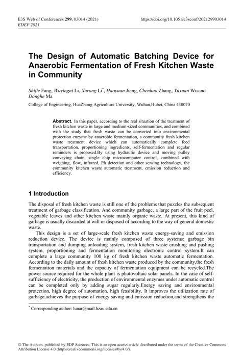 The Design of Automatic Batching Device for Anaerobic … - raincitystudios.com