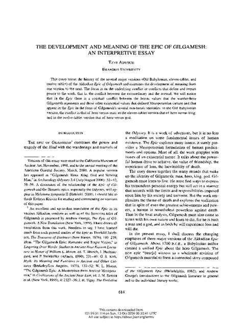 The Development and Meaning of the Epic of Gilgamesh: An ... - JSTOR - wintechmobiles.com