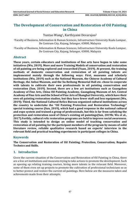 The Development of Conservation and Restoration of Oil Painting in … - balustradellc