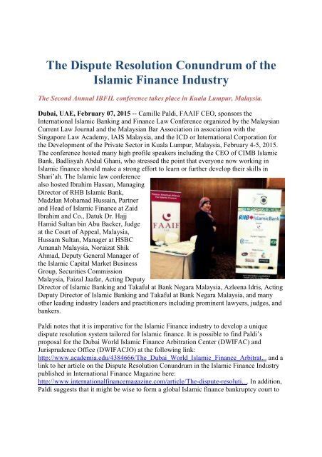 The dispute resolution conundrum of the Islamic … - balustradellc
