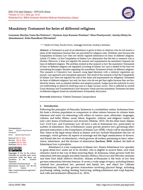 The Distribution of Inheritance Rights To Heirs of Different Religions ... - balustradellc