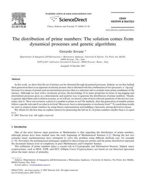 The distribution of prime numbers: The solution comes from dynamical ... - wintechmobiles.com