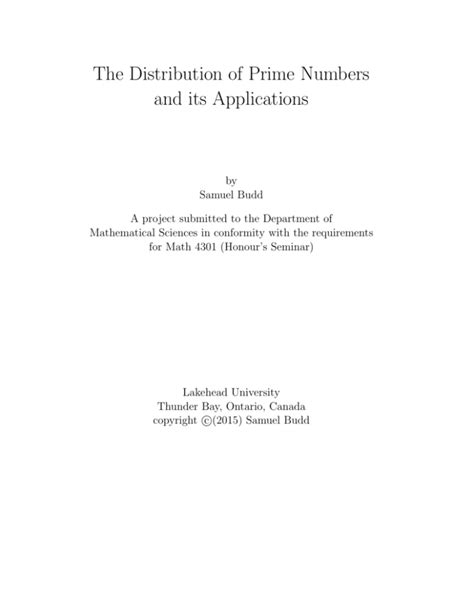 The Distribution of Prime Numbers and its Applications - wintechmobiles.com