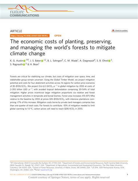 The economic costs of planting, preserving, and managing the ... - Nature - raincitystudios.com
