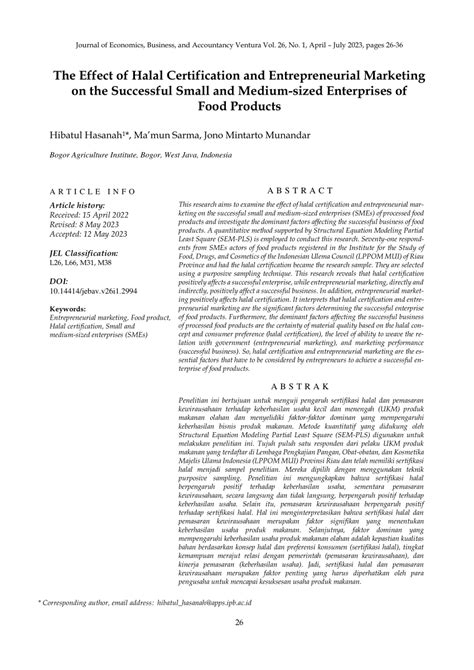 The Effect of Halal Certification and Entrepreneurial … - balustradellc