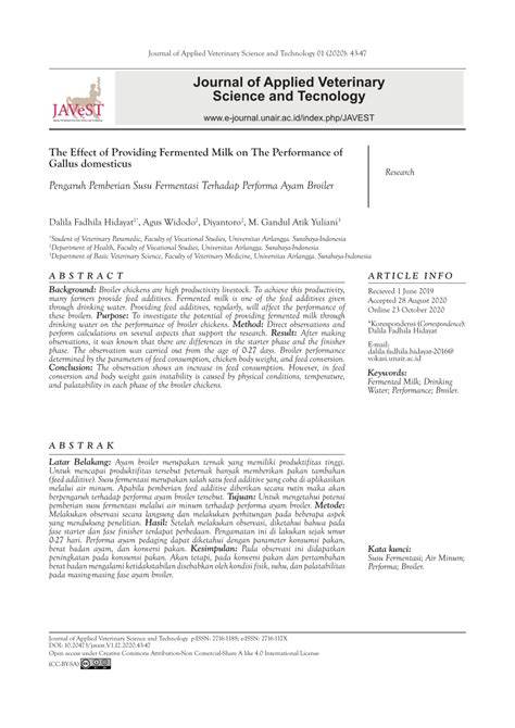 The Effect of Providing Fermented Milk on The Performance of Gallus ... - raincitystudios.com