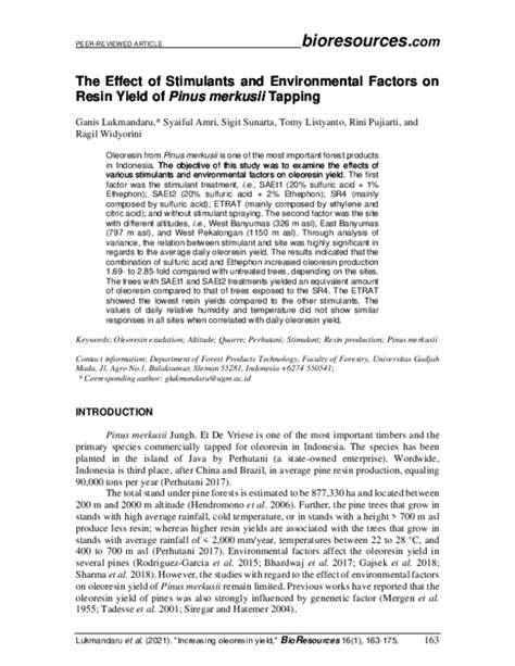The effect of stimulants and environmental factors on resin yield of ... - raincitystudios.com