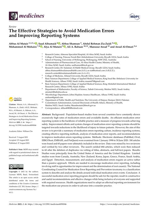 The Effective Strategies to Avoid Medication Errors and ... - PubMed - coolestguyplanet.net