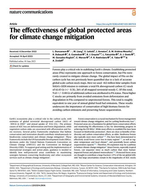 The effectiveness of global protected areas for climate change mitigation - raincitystudios.com