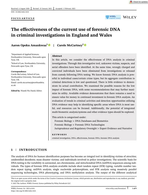 The effectiveness of the current use of forensic DNA in criminal ... - wintechmobiles.com