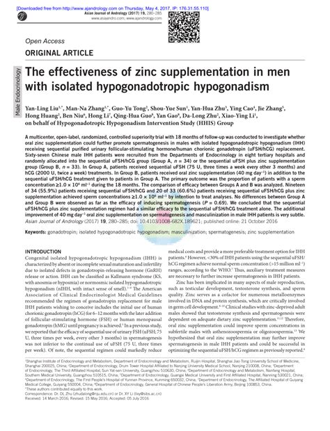 The effectiveness of zinc supplementation in men with … - balustradellc