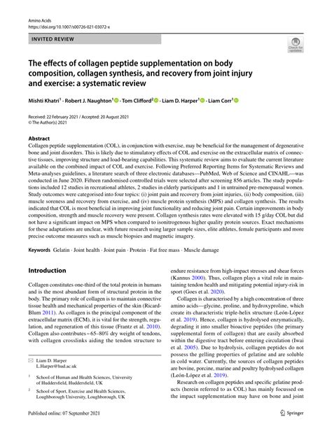 The effects of collagen peptide supplementation on … - balustradellc