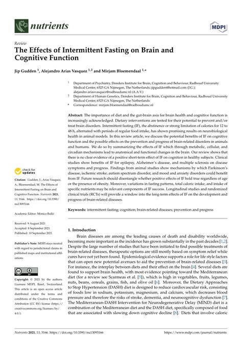 The Effects of Intermittent Fasting on Brain and Cognitive Function - balustradellc