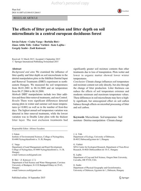 The effects of litter production and litter depth on soil microclimate ... - raincitystudios.com