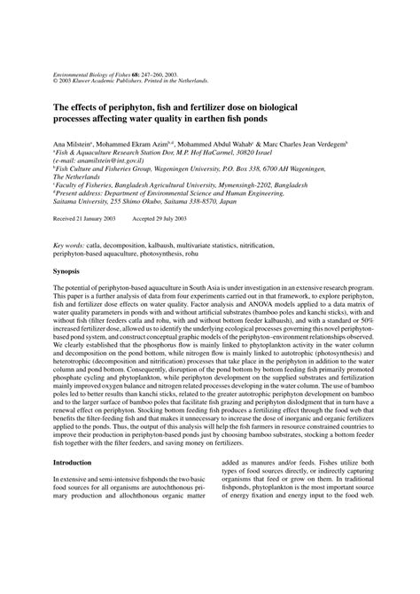 The Effects of Periphyton, Fish and Fertilizer Dose on ... - Springer - raincitystudios.com