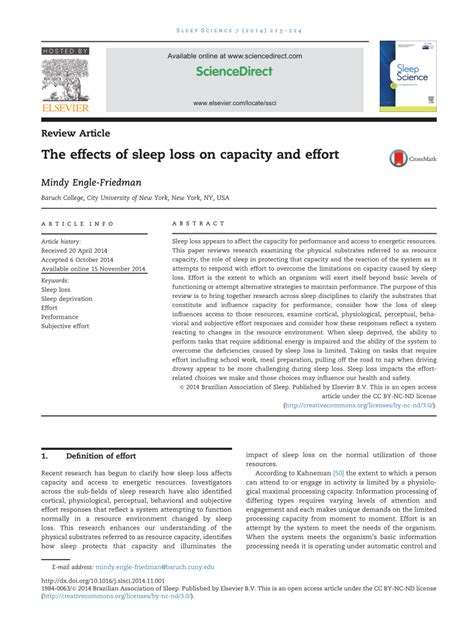 The effects of sleep loss on capacity and effort - PMC - balustradellc