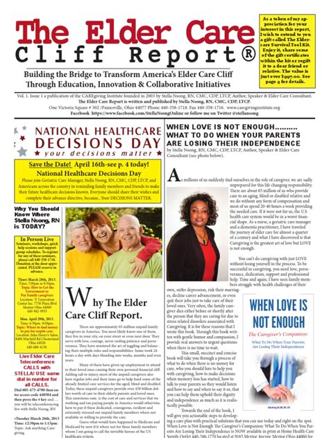 THE ELDERCARE CLIFF REPORT