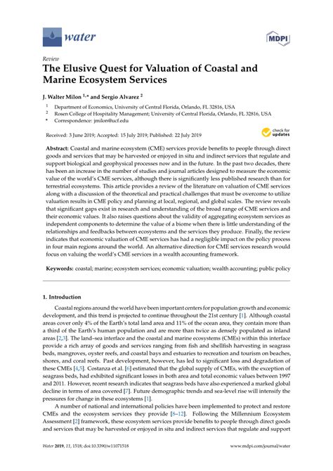 The Elusive Quest for Valuation of Coastal and Marine Ecosystem Services - raincitystudios.com