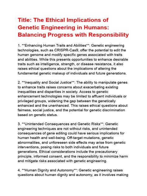 The Ethical Implications of Genetic Engineering: Balancing Progress ... - muktibox.com