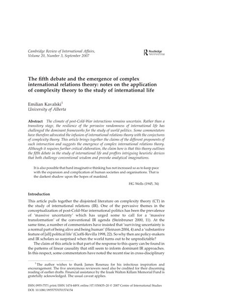 The fifth debate and the emergence of complex international relations ... - balustradellc