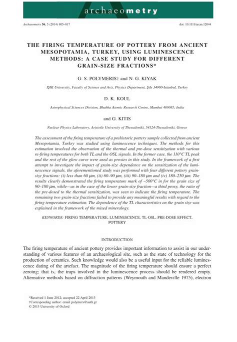 The Firing Temperature of Pottery from Ancient Mesopotamia, Turkey ... - muktibox.com