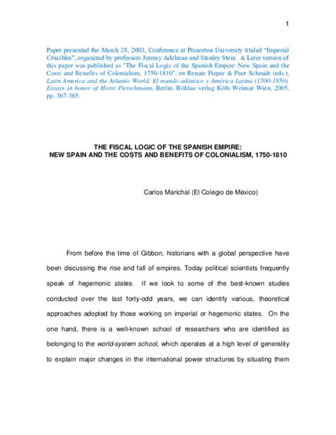 THE FISCAL LOGIC OF THE SPANISH EMPIRE - El Colegio de México - balustradellc