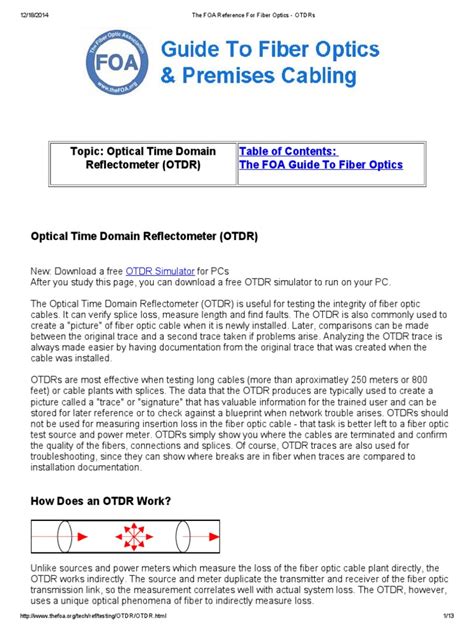 The FOA Reference For Fiber Optics - Fiber To The … - wintechmobiles.com