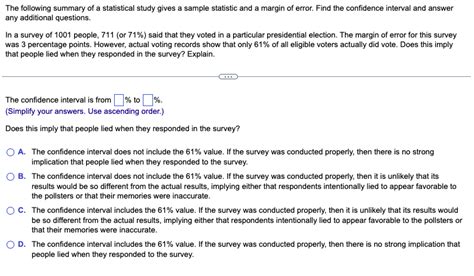 The following summary of a statistical study gives a sample statistic ... - wintechmobiles.com