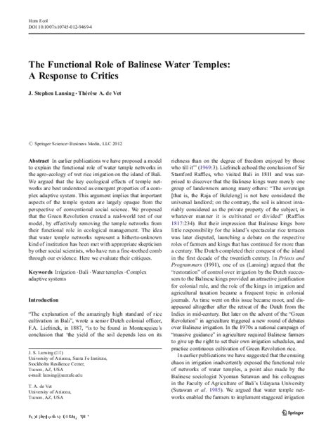 The Functional Role of Balinese Water Temples: A Response to - wintechmobiles.com