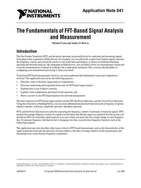 The Fundamentals of FFT-Based Signal Analysis and Measurement - wintechmobiles.com