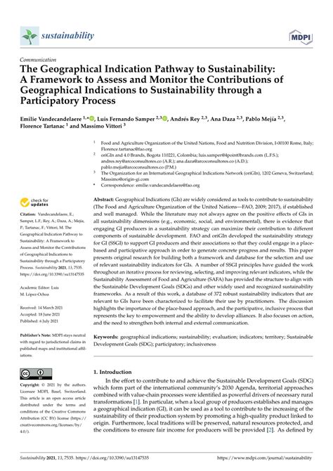 The Geographical Indication Pathway to Sustainability: A ... - MDPI - wintechmobiles.com