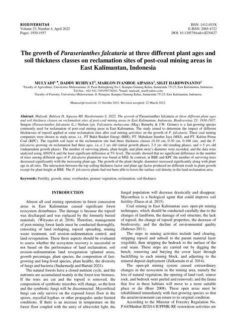 The growth of Paraserianthes falcataria at three different plant ages ... - raincitystudios.com