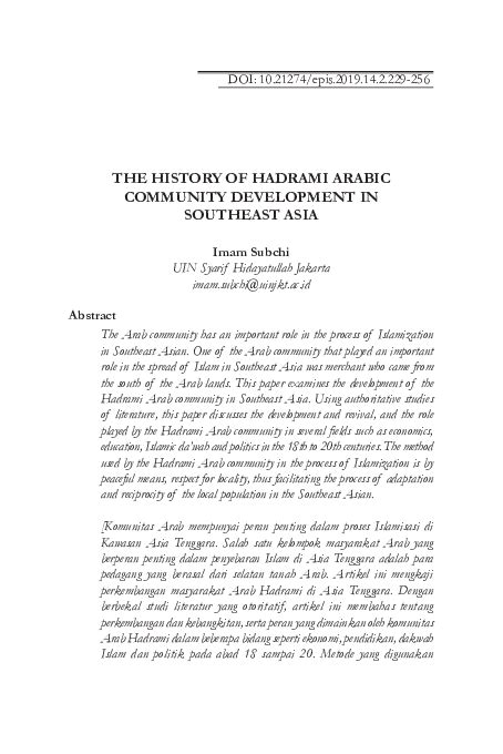 THE HISTORY OF HADRAMI ARABIC COMMUNITY … - wintechmobiles.com