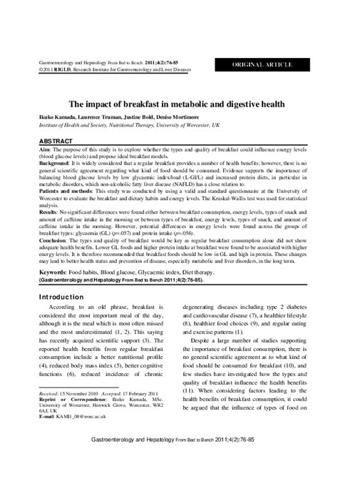 The impact of breakfast in metabolic and digestive health - balustradellc