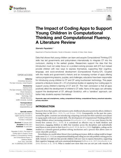 The Impact of Coding Apps to Support Young Children in Computational ... - wintechmobiles.com