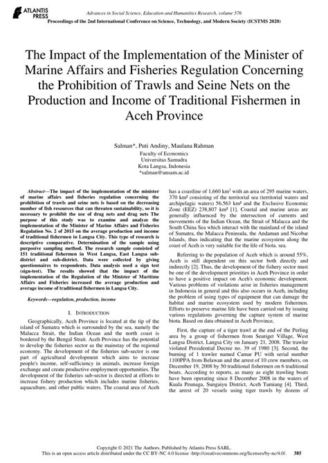 The Impact of Minister of Marine Affairs and Fisheries Regulation ... - balustradellc