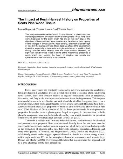 The impact of resin harvest history on properties of Scots pine wood ... - raincitystudios.com