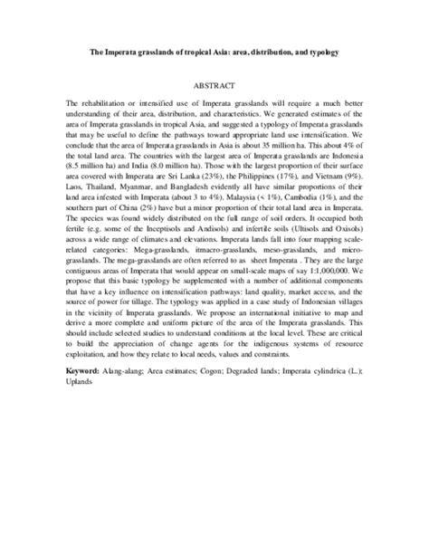 The Imperata grasslands of tropical Asia: area, distribution, and ... - raincitystudios.com