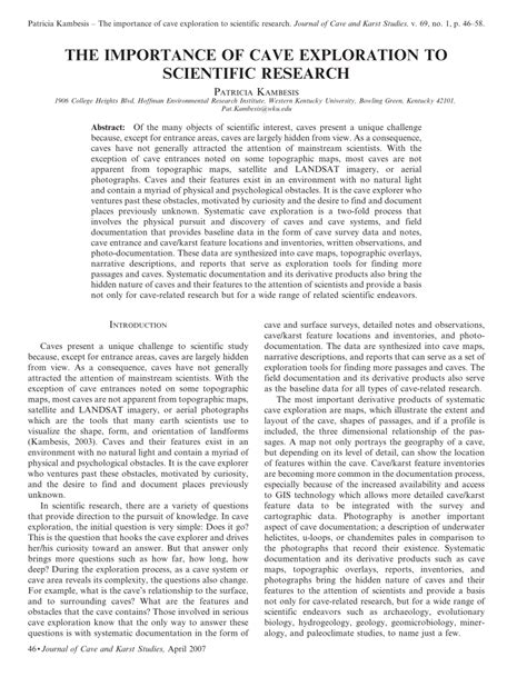 THE IMPORTANCE OF CAVE EXPLORATION TO SCIENTIFIC … - wintechmobiles.com