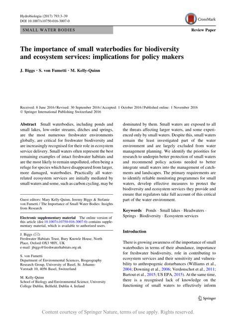 The importance of small waterbodies for biodiversity and ecosystem ... - raincitystudios.com