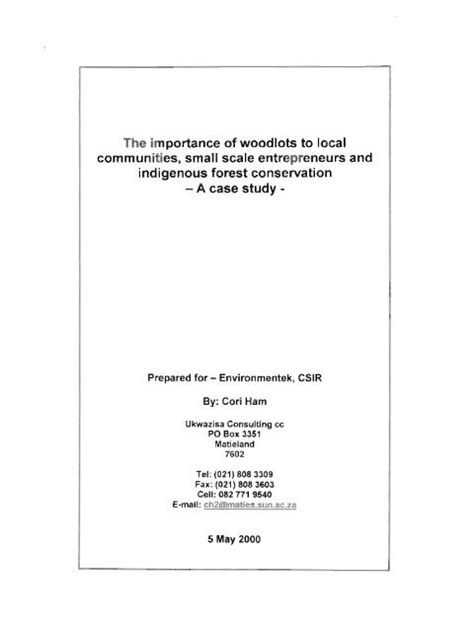 The Importance of Woodlots to Local Communities, Small-scale ... - raincitystudios.com