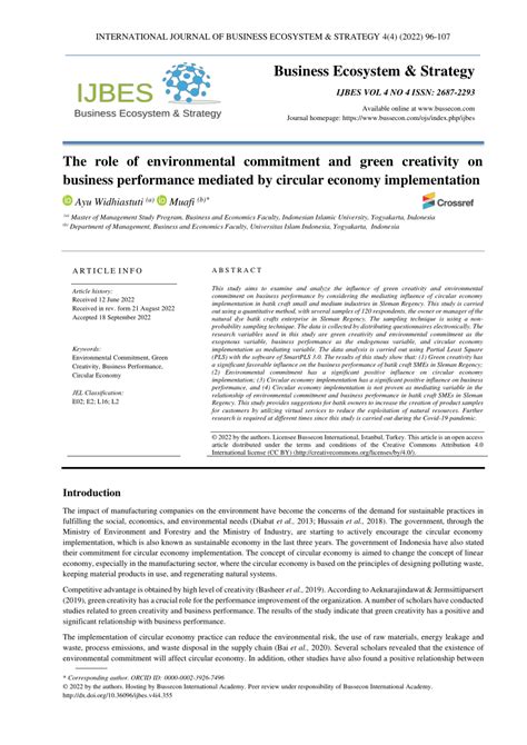 The influence of environmental commitment on the take-up of ... - balustradellc