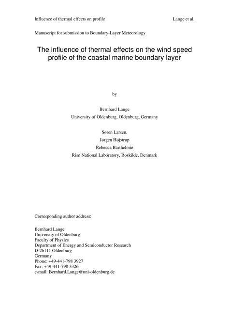 The Influence of Thermal Effects on the Wind Speed Profile of the ... - raincitystudios.com