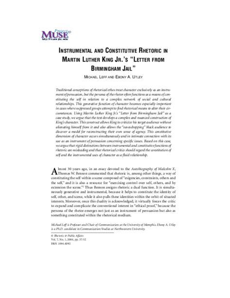 The Instrumental and Constitutive Rhetoric of Martin Luther King Jr ... - balustradellc