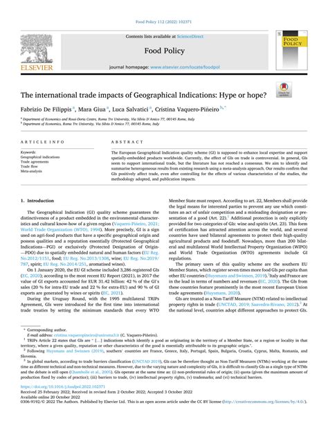 The international trade impacts of Geographical Indications: Hype or ... - wintechmobiles.com